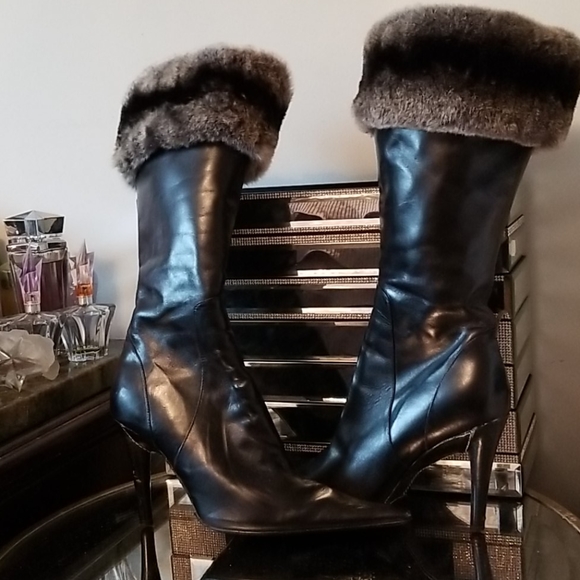 Red Butterfly Shoes - Chinchilla Fur Lined Boots